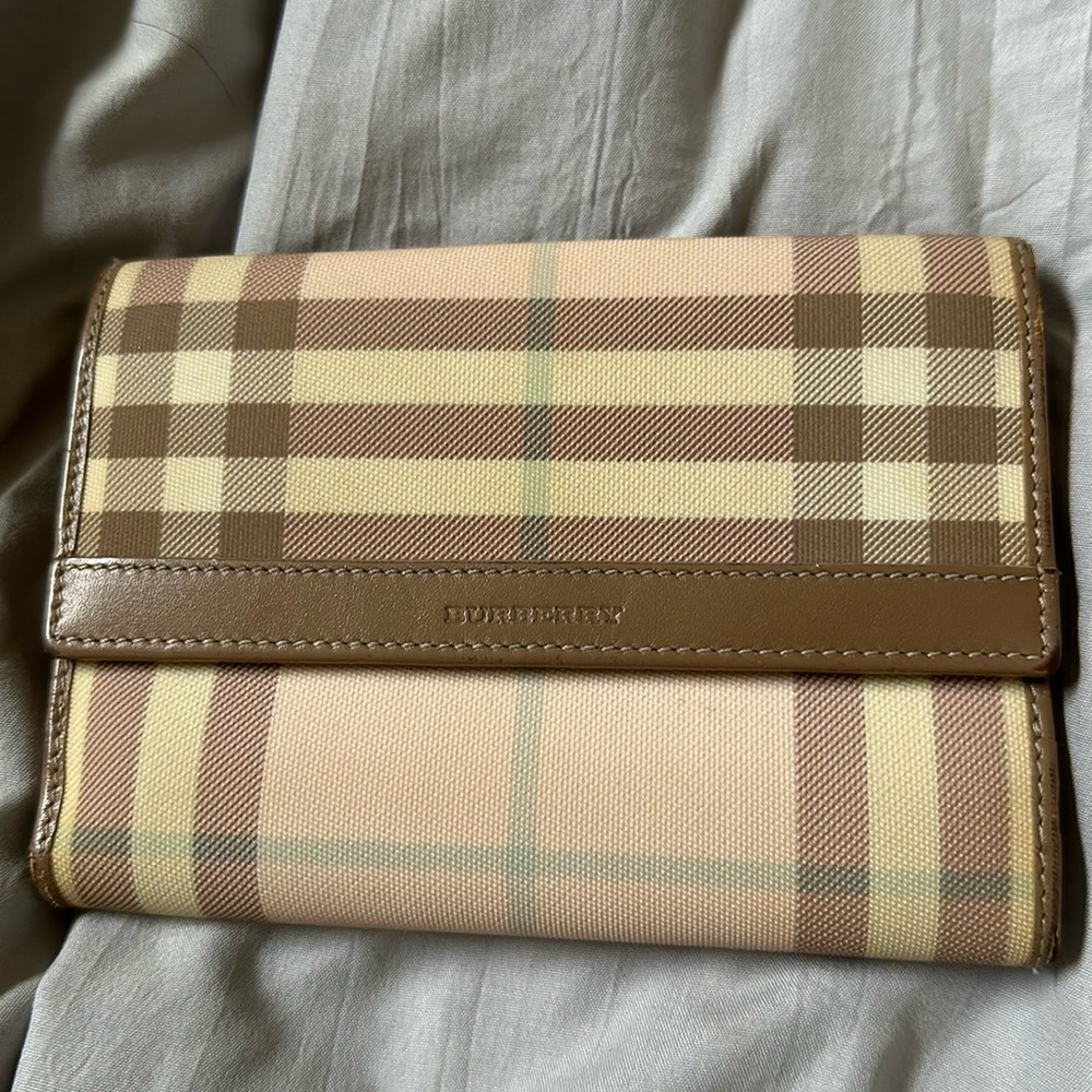 Authentic Burberry Ladies Wallet Mid Size with large coin purse. Lots of pink!